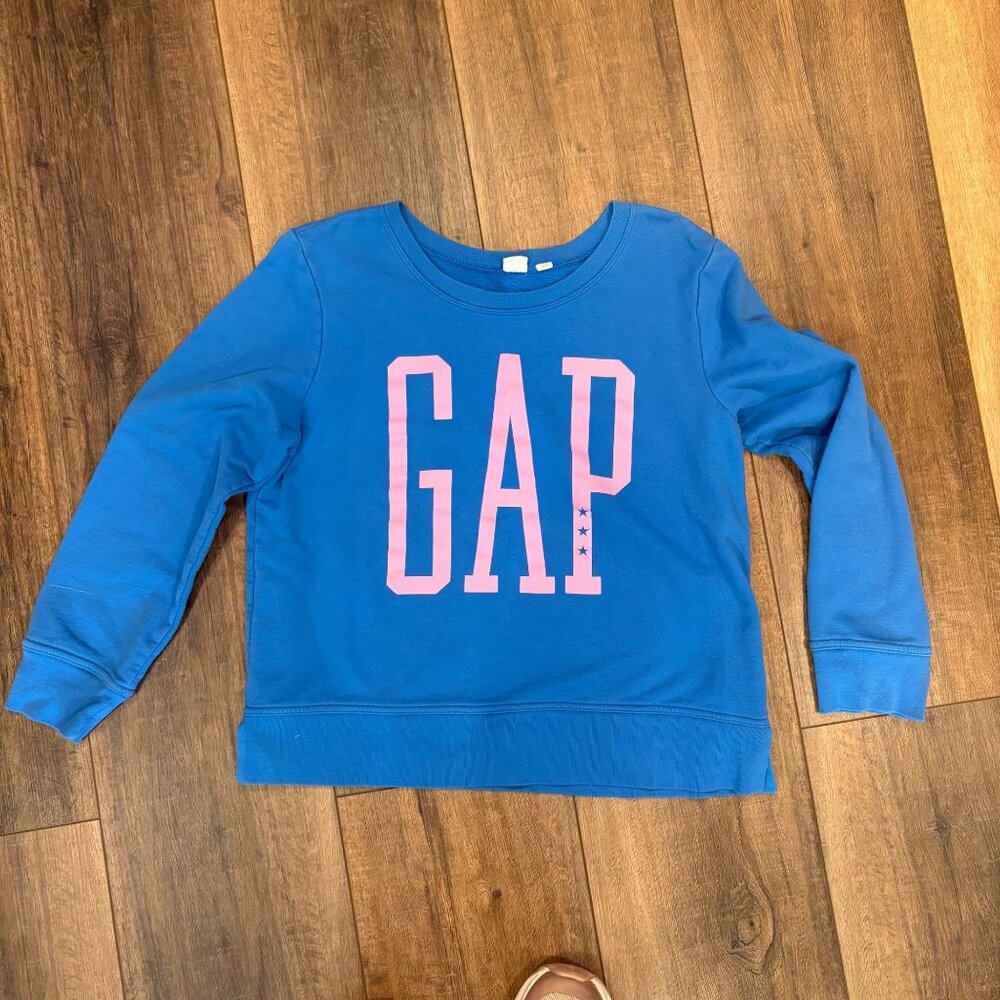 Vintage Gap Blue Women’s Med Sweatshirt Pink Logo Soellout Sportswear Lounge